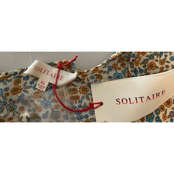 NWT Solitaire Womens Floral Peasant Blouse Cotton Rayon Blend Boho Style XL - Picture 4 of 10